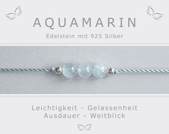 Aquamarin Armband silber * Geburtsstein März Monatsstein * Echter Aquamarin Schmuck * Energieschmuck Yogaschmuck *Schmuck mit blauen Steinen