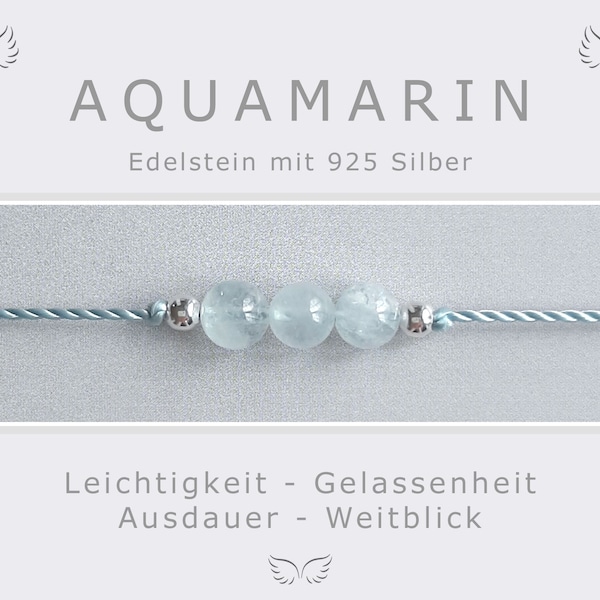 Aquamarin Armband silber * Geburtsstein März Monatsstein * Echter Aquamarin Schmuck * Energieschmuck Yogaschmuck *Schmuck mit blauen Steinen