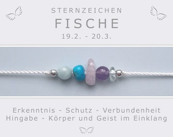 Armband Sternzeichen Fische * Geburtsstein Fisch Monatsstein * Energieschmuck * Sternzeichen Schmuck Talisman * Edelsteine mit 925 Silber