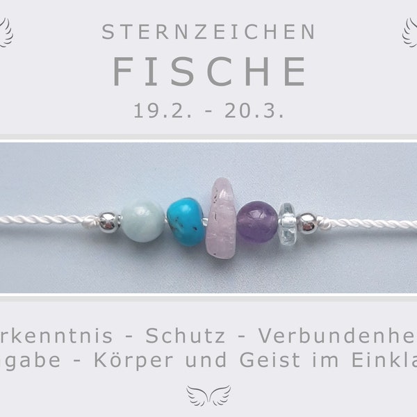 Armband Sternzeichen Fische * Geburtsstein Fisch Monatsstein * Energieschmuck * Sternzeichen Schmuck Talisman * Edelsteine mit 925 Silber