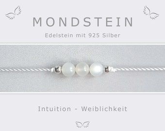 Armband Mondstein silber * Intuition Weiblichkeit * Glücksbringer Talisman * Geburtsstein Juni Monatsstein * Energieschmuck Chakrenschmuck