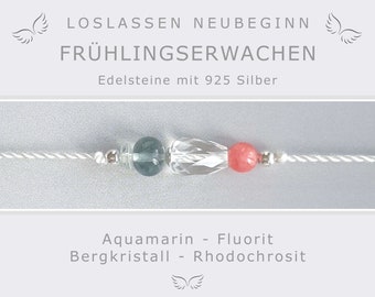 Armband Loslassen und Neubeginn - Glücksbringer - Talisman - Yoga - Edelsteine mit 925-Silber - Themenschmuck - Yoga - Geschenk für Frauen