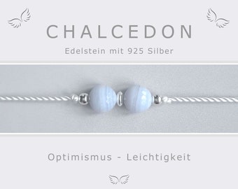 Armband Chalcedon - Glücksbringer - Talisman - Yoga - Edelsteine mit 925-Silber - Optimismus und Leichtigkeit - Geschenk Weihnachten