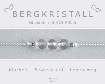 Armband Bergkristall silber * Geburtsstein April Monatsstein * Energieschmuck Chakrenschmuck * Glücksarmband Bergkristall * Geschenkidee