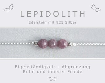 Lepidolith Armband Silber * Ruhe und innerer Friede * Energieschmuck Yogaschmuck * Glücksbringer * Lila Schmuck * Geschenk für Sie und Ihn