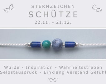 Armband Sternzeichen Schütze * Geburtsstein Monatsstein * Energieschmuck Sternzeichen * Edelsteine mit 925 Silber * Talisman * Glücksstein