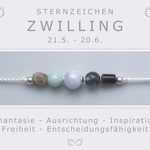 Armband Sternzeichen Zwilling * Geburtsstein Zwilling Monatsstein * Sternzeichenarmband Zwilling * Edelsteine mit  925 Silber