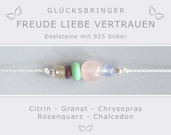 Armband Glücksbringer Talisman * 2023 * Edelsteine mit 925 Silber * Silvester * Freundschaftsarmband * Geschenk für Frauen * Wunscharmband