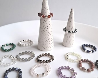 Ringe aus Edelsteinen * Elastischer Perlenring * zarter Ring flexibel * Minimalistischer Stapelring * Edelsteinring * Edelsteinring filigran