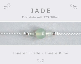 Silver jade bracelet * Inner peace and inner calm * Lucky bracelet jade talisman * Energy jewelry chakra jewelry * Gift for yoga fans