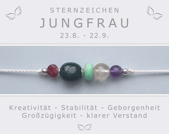 Armband Sternzeichen Jungfrau * Geburtsstein Jungfrau Steine * Glücksarmband Sternzeichen * Glücksschmuck Talisman * Geschenk Sternzeichen