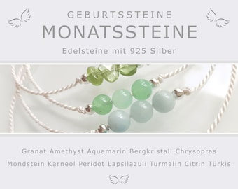 from 16.90 Euro Bracelet of the month birthstone * aquamarine chrysoprase moonstone carnelian peridot lapsilazuli citrine turquoise