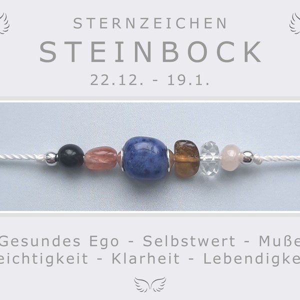 Armband Sternzeichen Steinbock * Januar Geburtsstein Steinbock * Energiearmband Sternzeichen * Glücksbringer * Edelsteine mit 925 Silber