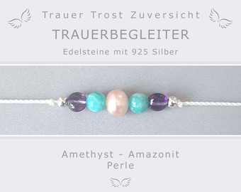 Armband Trauer Trost Zuversicht * Perle Amethyst Amazonit *  Armband zur Trauerbewältigung * Schmuck für Trauernde * Geschenk für Trauernde