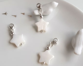 Pendant mother-of-pearl star * mother-of-pearl charms star * mother-of-pearl pendant with 925 silver * lucky charm talisman * pendant for necklace - bracelet