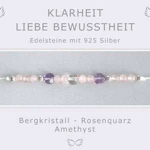 Bracelet rose quartz amethyst rock crystal * lucky charm * talisman * yoga * gemstones with 925 silver * love * clarity * energy jewelry