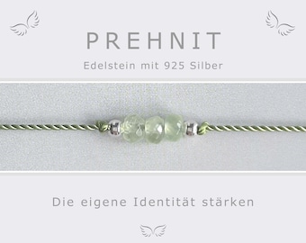 Armband Prehnit silber * Echte Edelsteinperlen Prehnit * Zartgrüner facettierter Stein * Glücksbringer Talisman * Geschenk für Sie und Ihn