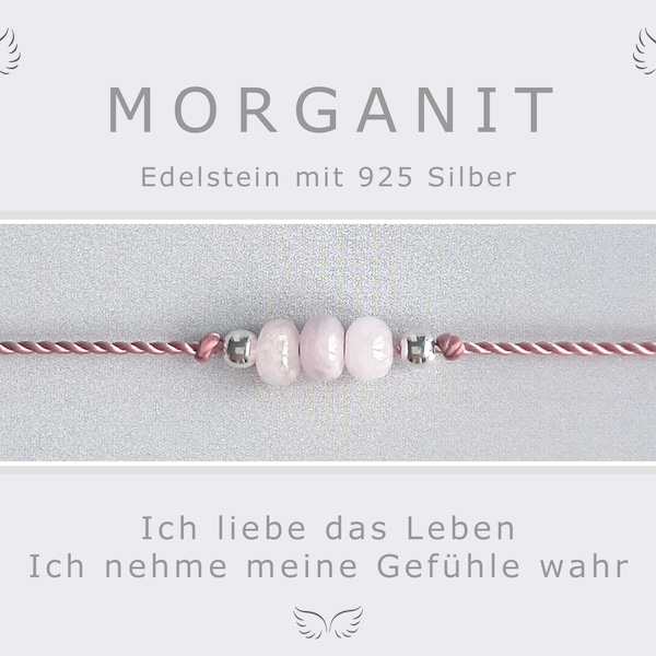 Spirituelles Armband Morganit * Energieschmuck Morganit Silber * Glücksstein Morganit Talisman * Geschenkidee Lebensfreude