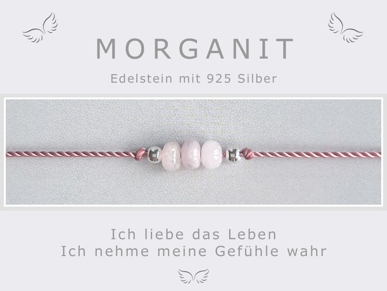 Spirituelles Armband Morganit Energieschmuck Morganit Silber Glücksstein Morganit Talisman Geschenkidee Lebensfreude Bild 1