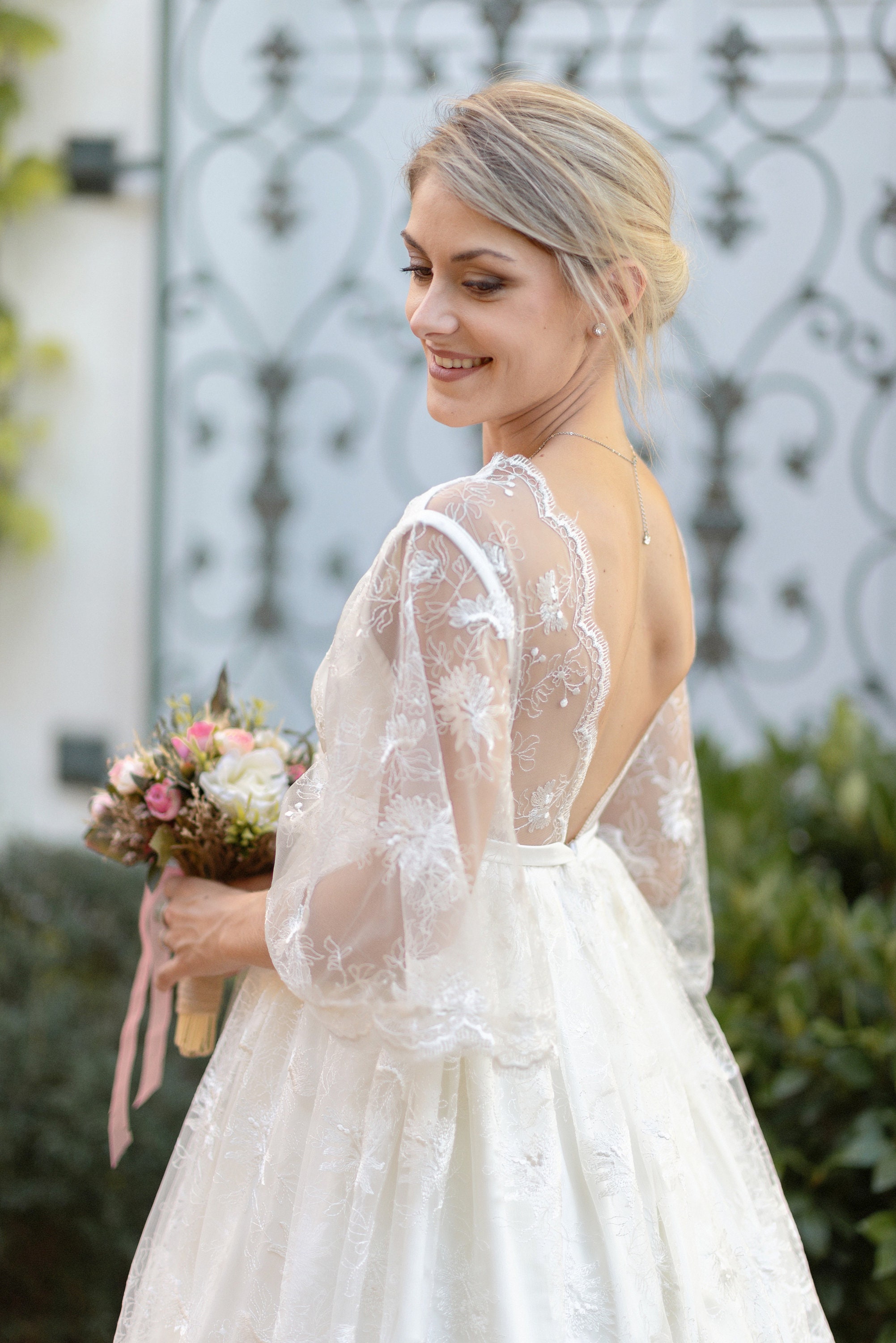 french short wedding dress Short Wedding Dress in 100% French Lace, Short Wedding Dress, Wedding Dress,  Short Lace Dress.parisian Charm