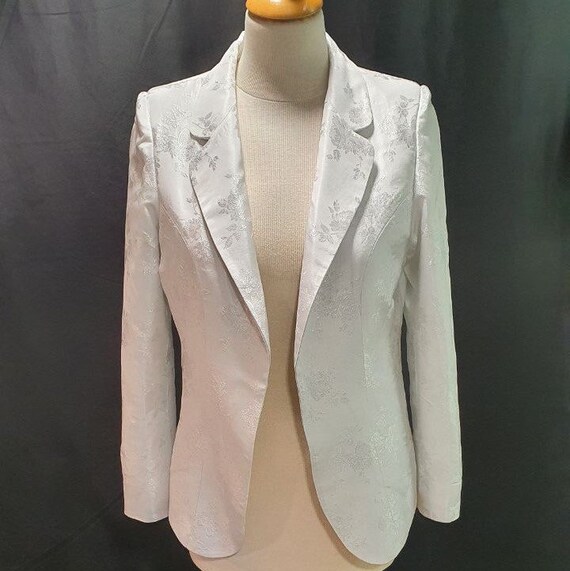 Veste spencer pour femme en brocard Francais col en jerseys. Fait main veste blanche. Veste tailleur classique. Etsy France