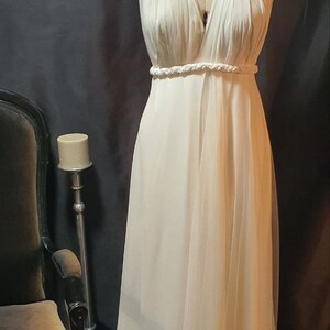 Wedding dress, party dress, white chiffon and tulle dress, large size bare back long dress. image 10