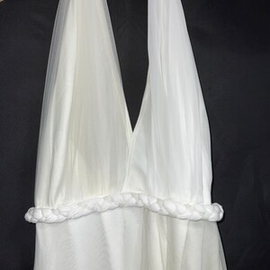 Wedding dress, party dress, white chiffon and tulle dress, large size bare back long dress. image 5