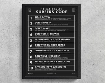 The Surfers Code Printable |  Surf Art | Surf Decor | Beach Decor | Surfing Decor | Home Decor | Boys Room | Girls Room