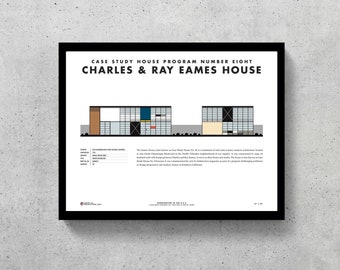 Eames House Wall Art Printable | Eames | Case Study House | Mid Century Modern | Charles and Ray Eames | Famous Architecture | Home Decor