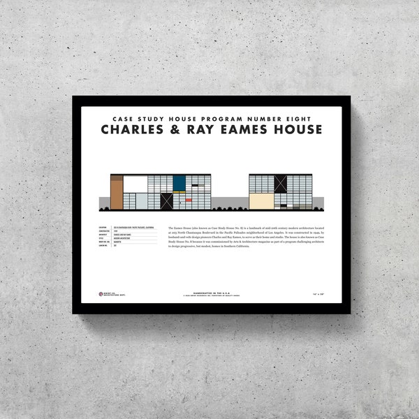 Eames House Wall Art Printable | Eames | Case Study House | Mid Century Modern | Charles and Ray Eames | Famous Architecture | Home Decor