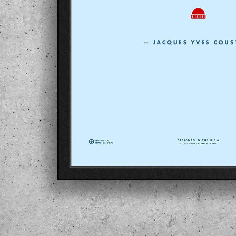 Jacques Cousteau Quote Printable Inspirational Quote Wes | Etsy