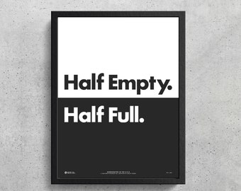 Half Full Half Empty Printable | Optimist | Pessimist | Boho Decor | Home Decor | Boys Room | Girls Room | Office Decor