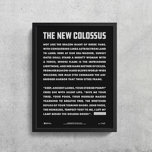 The New Colossus Printable | Emma Lazarus | The Statue of Liberty | Famous Poems | American Poets | Home Decor