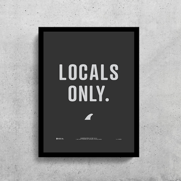 Locals Only Surf Print, Retro Beach Wall Art