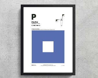 Signal Flag P Wall Art Printable | Papa | P | Phonetic Alphabet | Morse Code | Semaphore Flags | Wes Anderson | Sailing Decor