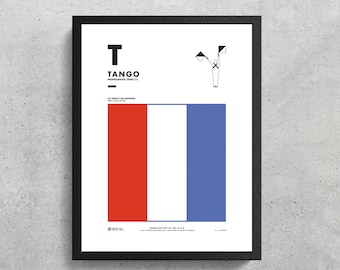 Signal Flag T Wall Art Printable | Tango | T | Phonetic Alphabet | Morse Code | Semaphore Flags | Wes Anderson | Sailing Decor