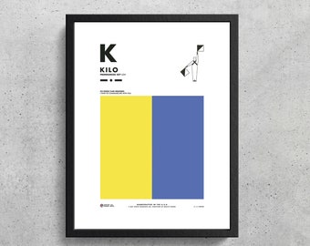 Signal Flag K Wall Art Printable | Kilo | K | Phonetic Alphabet | Morse Code | Semaphore Flags | Wes Anderson | Sailing Decor