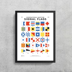 Banderas de señal marítima arte pared imprimible / alfabeto náutico / banderas de señal / regalos para los amantes de los barcos / regalos para papá / decoración de vela