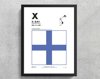 Signal Flag X Wall Art Printable | Xray  | X | Phonetic Alphabet | Morse Code | Semaphore Flags | Wes Anderson | Sailing Decor