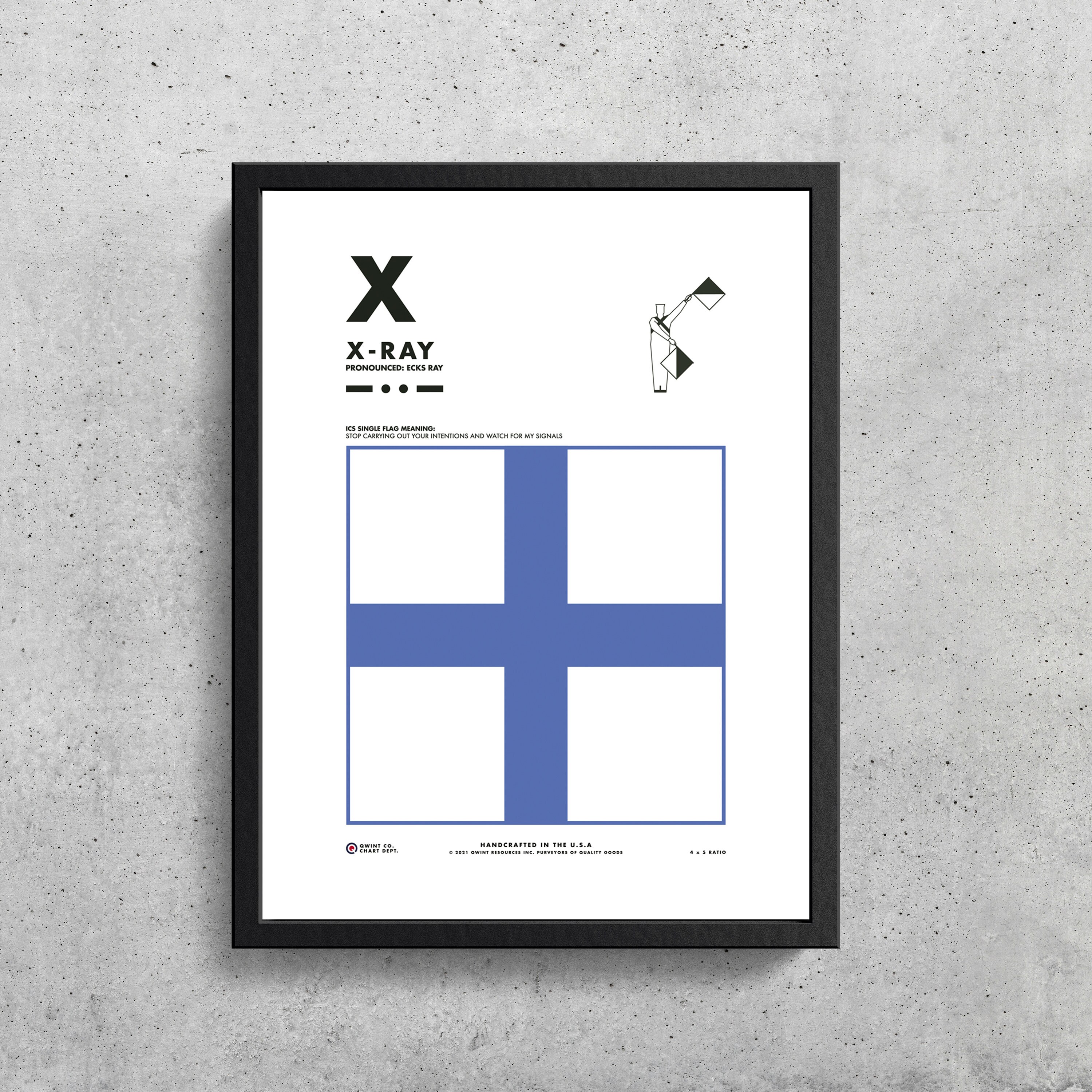 CT Flag EXTINCT THE SERIGRAPHY “X-RAY” Nautical Signal Flag X Print, 