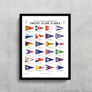Yacht Club Flags Wall Art Printable  | Yacht Clubs | Yacht Burgee | Sailing Decor | Salt Life | The Ocean | Nautical Decor | Sailing