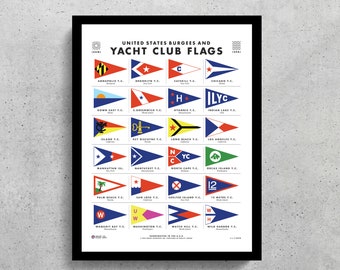 Yacht Club Flags Wall Art Printable  | Yacht Clubs | Yacht Burgee | Sailing Decor | Salt Life | The Ocean | Nautical Decor | Sailing