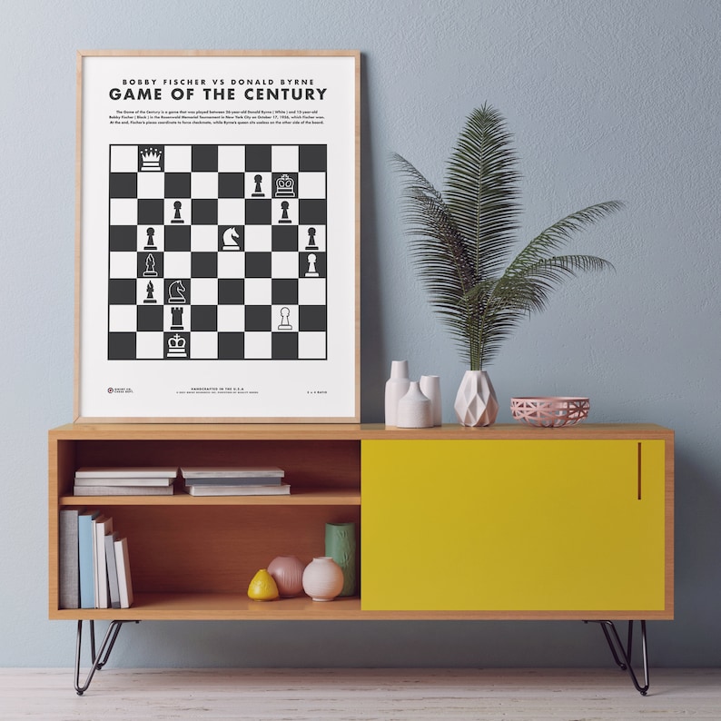 Bobby Fisher Game of the Century Wall Art Printable Chess Chess Lovers Chess Decor The Queen's Gambit Chess Poster Chess Art image 6