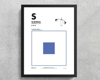 Signal Flag S Wall Art Printable | Sierra | S | Phonetic Alphabet | Morse Code | Semaphore Flags | Wes Anderson | Sailing Decor