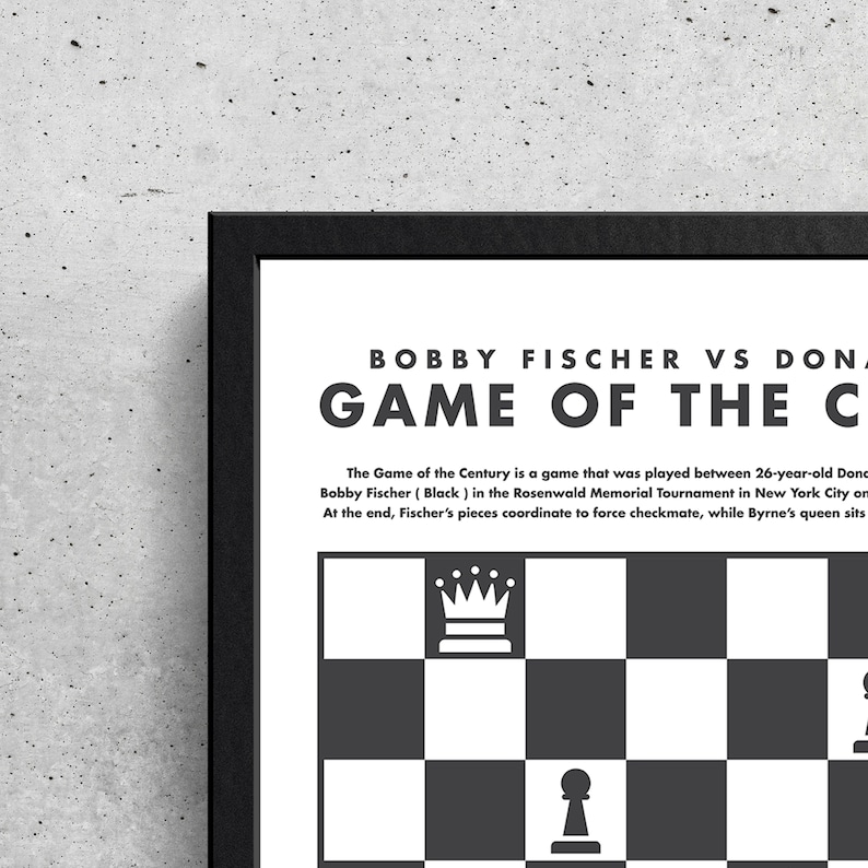 Bobby Fisher Game of the Century Wall Art Printable Chess Chess Lovers Chess Decor The Queen's Gambit Chess Poster Chess Art image 7