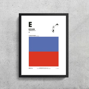 Nautical Signal Flag E Print, "Echo" Maritime Alphabet Wall Art