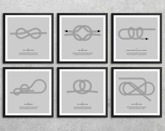 Nautical Knots Set of Six | Sailing Knots | Sailing | Gifts for Boat Lovers | Gifts for Dad | Sailing Decor | Home Decor | Kids Room