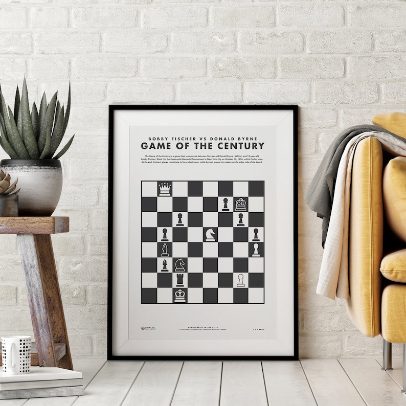 Bobby Fisher Game of the Century Wall Art Printable Chess Chess Lovers Chess Decor The Queen's Gambit Chess Poster Chess Art image 4