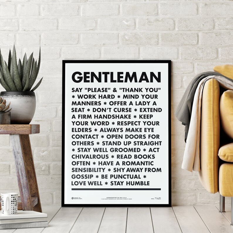 Gentleman Printable B&amp;W Gentlemen Mans Essential Manners Mens Etiquette ...