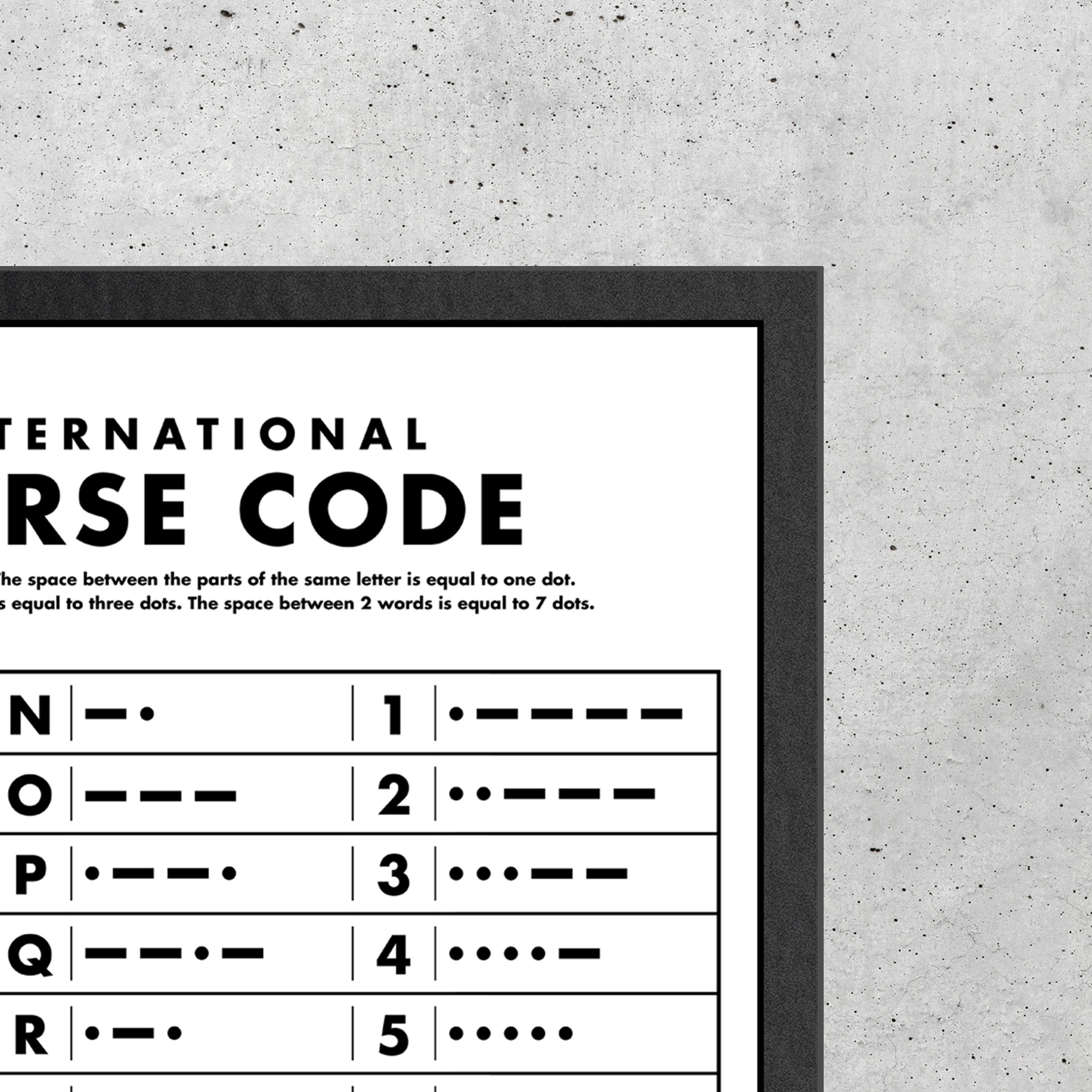 Morse Code Alphabet Printable B&W Morse Code Chart Wes Etsy